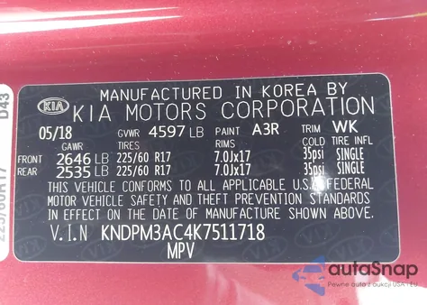 2019 Kia Sportage Lx из США, поврежденный, VIN KNDPM3AC4K7511718